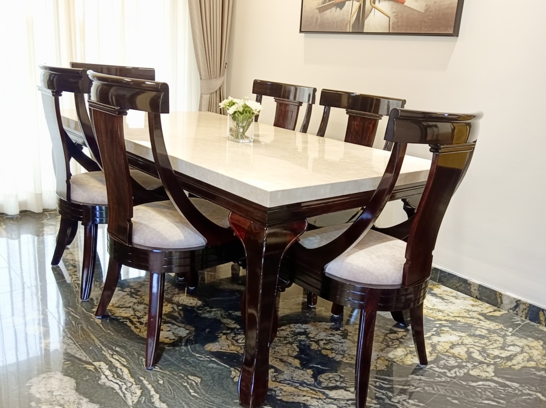 Contemporary Marble Top Dining Set